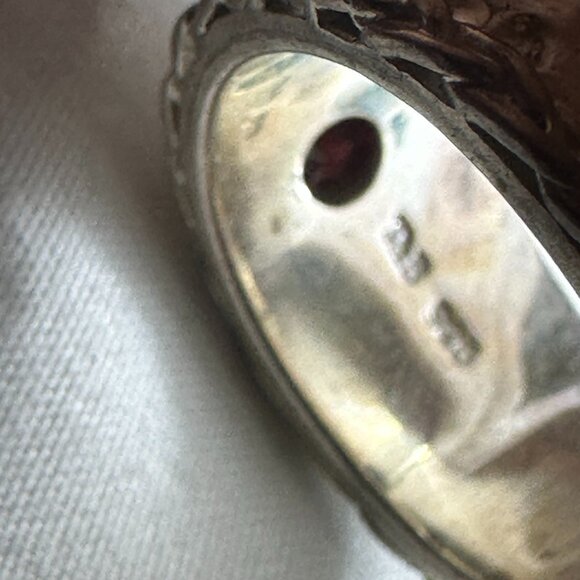 Vintage Art Deco Ornate Solid Stunning Statement Ring 925 Amethyst Citrine - Picture 16 of 16